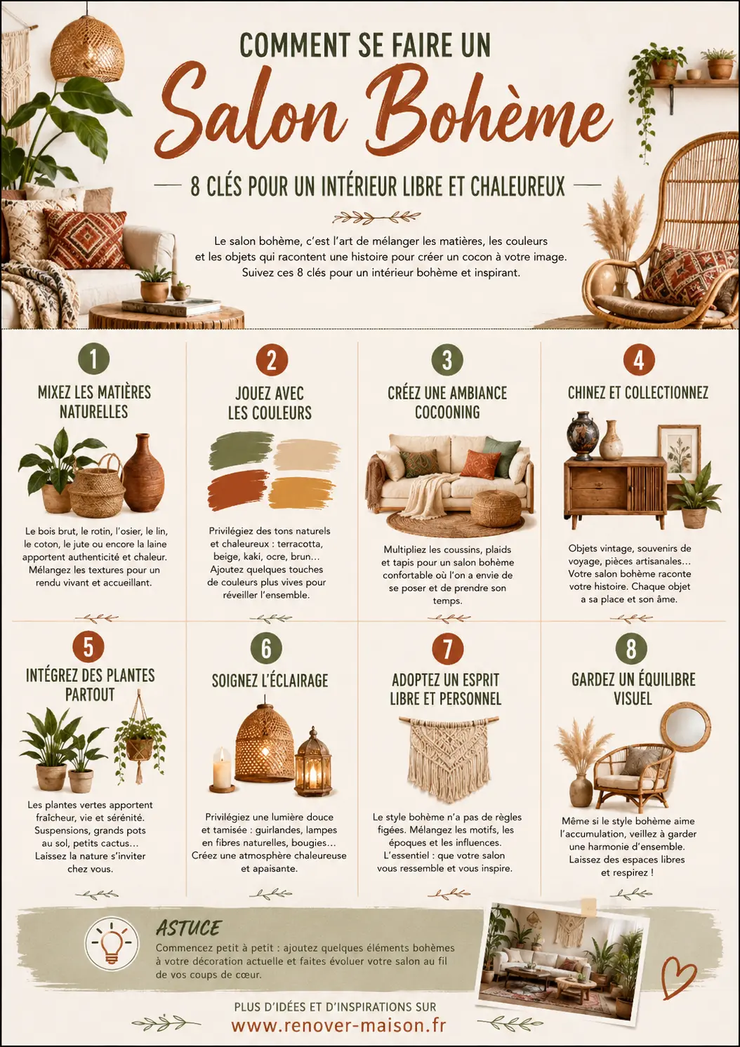 Comment se faire un salon bohème - infographie